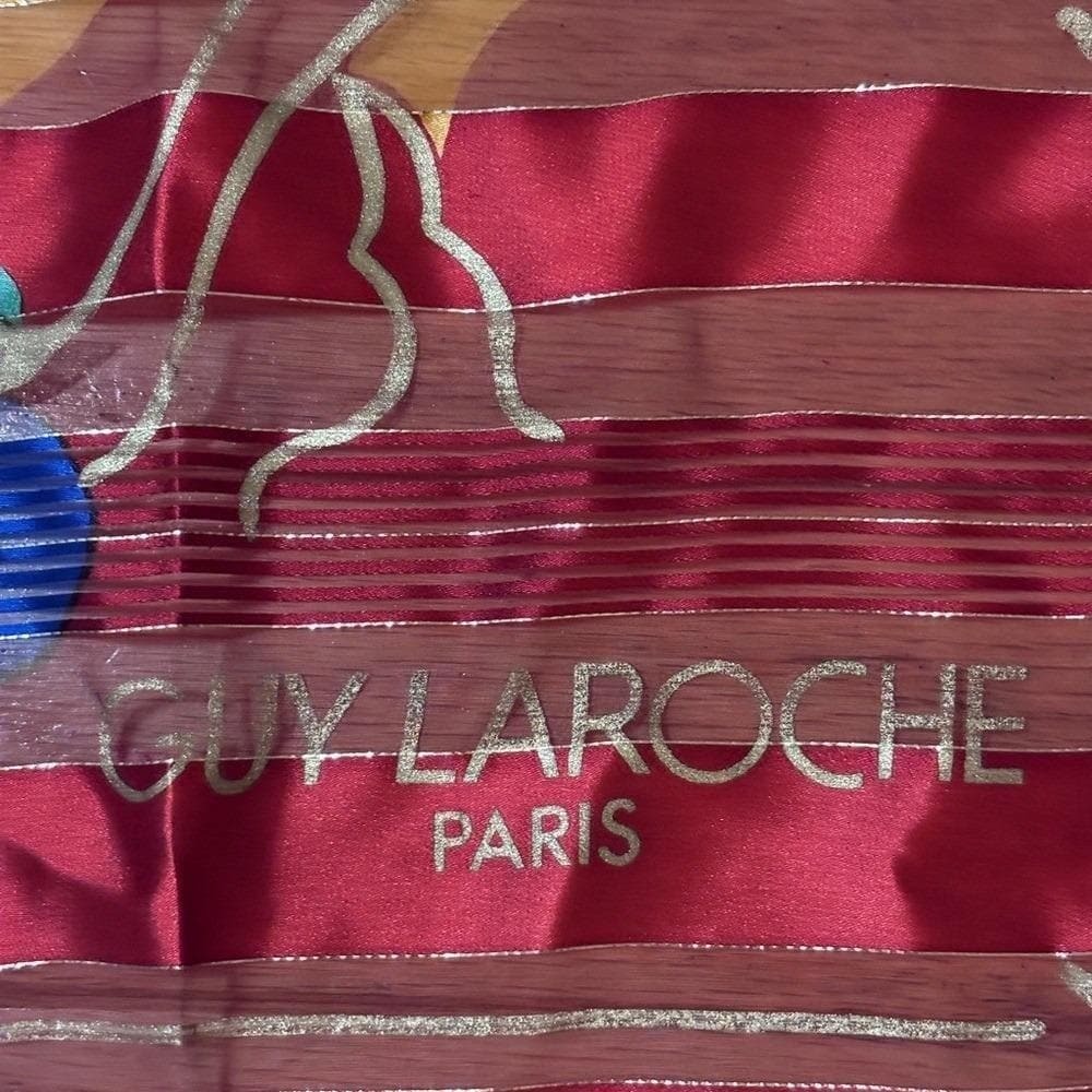 Guy Laroche Red and Gold Silk Scarf